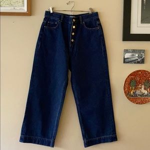 NWT Oak + Fort dark blue cropped wide leg jeans